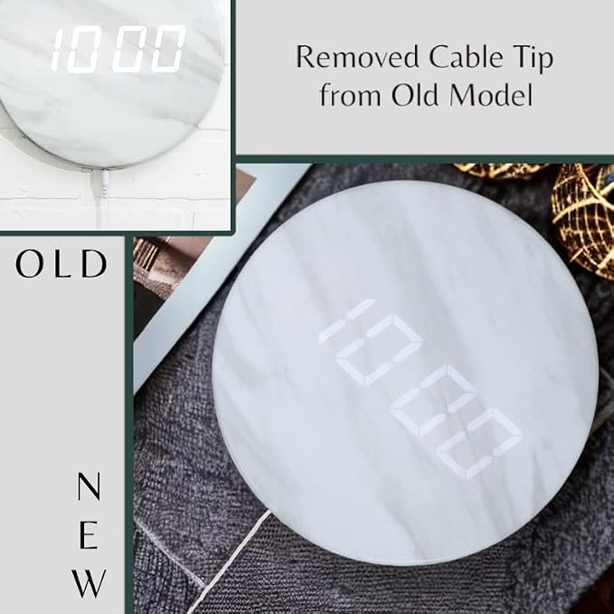 Minimalist LED Digital Wall Clock – USB Powered | Marble Style | 12/24 Hour - Image 5