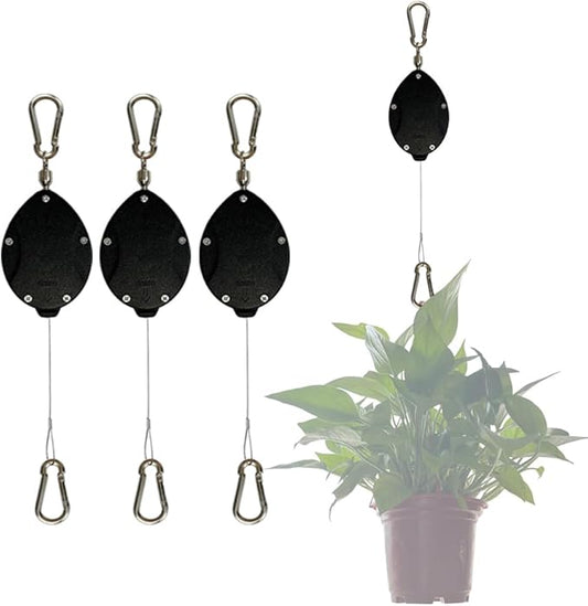 Retractable Plant Hanger, Plant Hook Pulley with Stainless Steel Rope Reaching to a Length of 63 Inches and Carrying 44 Pounds, Easy for Hanging, Plant Watering or Bird Feeding