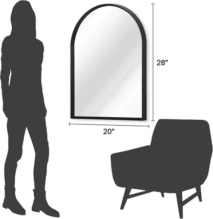 Black Arched Bathroom Wall Mirror Brushed Metal Vanity Wall Mounted Mirror - Image 7