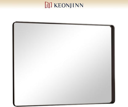 Keonjinn Black Bathroom Mirror for Over Sink, 40 x 30 Inch Rounded Rectangle - Image 9