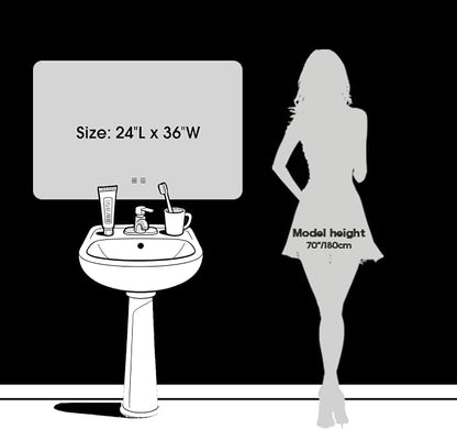 LED Bathroom Mirror, 36 x 24 Inch Anti-Fog Wall Mirror - Image 7