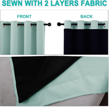 NICETOWN Aqua Blue 100% Blackout Curtain Set, Thermal Insulated & Energy - Image 4