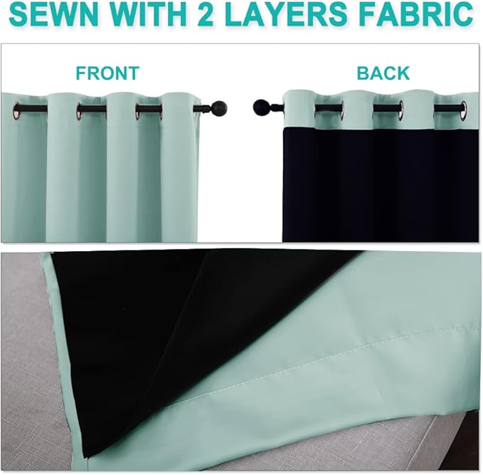 NICETOWN Aqua Blue Blackout Curtains 90 inches Long, Full Light Blocking Drapes - Image 5
