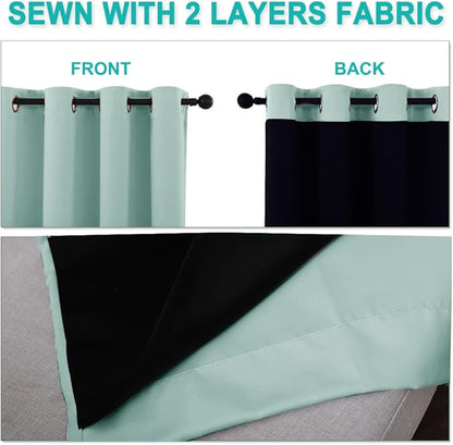 NICETOWN Aqua Blue Blackout Curtains 90 inches Long, Full Light Blocking Drapes - Image 5