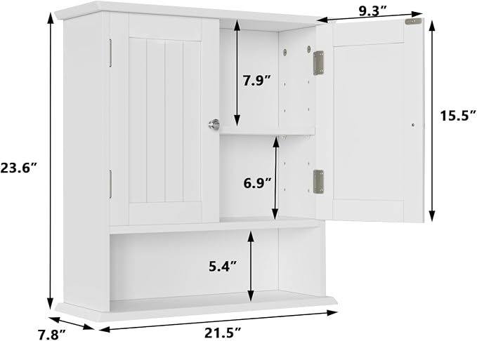 Smuxee White Bathroom Cabinet Wall Mounted, Small Bathroom Medicine Cabinet - Image 3