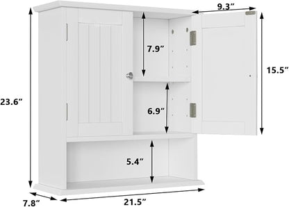 Smuxee White Bathroom Cabinet Wall Mounted, Small Bathroom Medicine Cabinet - Image 3