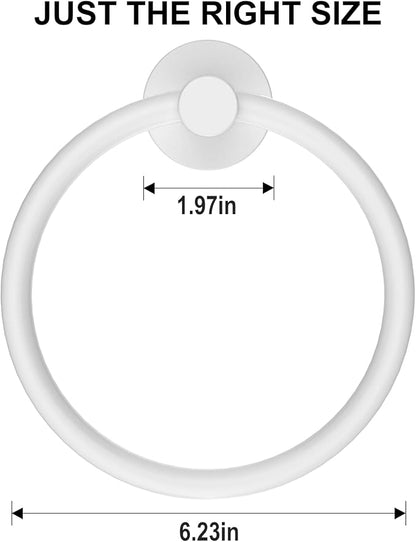 SetSail Towel Holder for Bathroom Wall Screw-in White Towel Ring Stainless - Image 5