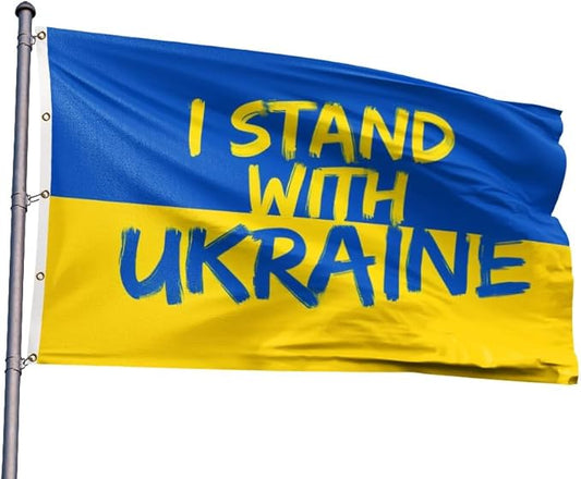 I Stand with Ukraine Flag Extra Large Flag 10x15FT Giant Ukrainian National Polyester Banner With 5 Grommets Fade Resistant Vivid Color For Patriotic Festival Events Party Decoration