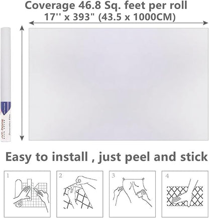 Arthome 17''x393'' White Contact Paper, Self Adhesive Wallpaper Waterproof PVC - Image 7