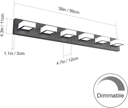 Ralbay 6 Lights LED Modern Dimmable Matte Black Vanity Light Acrylic Modern - Image 2