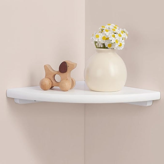 Gieanoo White Corner Wall Shelf 7inch Solid Oak Wood Floating Corner Shelf by GIEANOO