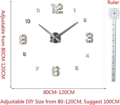 DIY 3D Wall Clock Large Frameless Watch Mirror Surface Wall Art Clock - Image 3