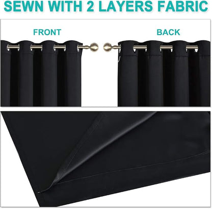 NICETOWN Black 100% Blackout Curtains 45 inches Length, 2 Thick Layers - Image 5