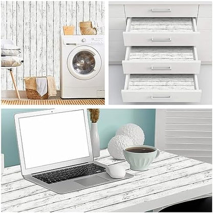 Arthome 17 x 240 inches White Gray, Peel and Stick Wallpaper, Wood Contact Paper - Image 5
