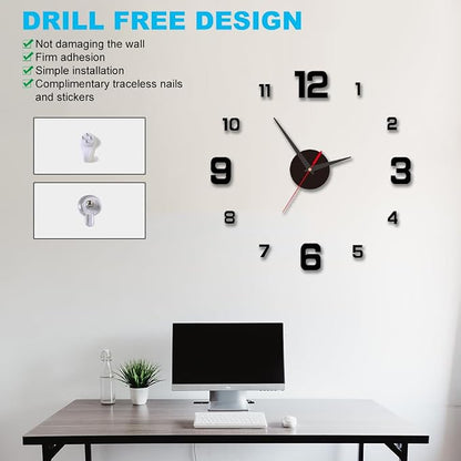 3D DIY Luminous Dial Acrylic Frameless Silent Wall Clock - Image 3