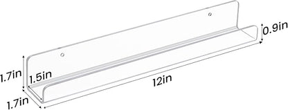 upsimples 10 Pack Clear Acrylic Shelves, 1.7" x12" Clear Wall Shelves - Image 5