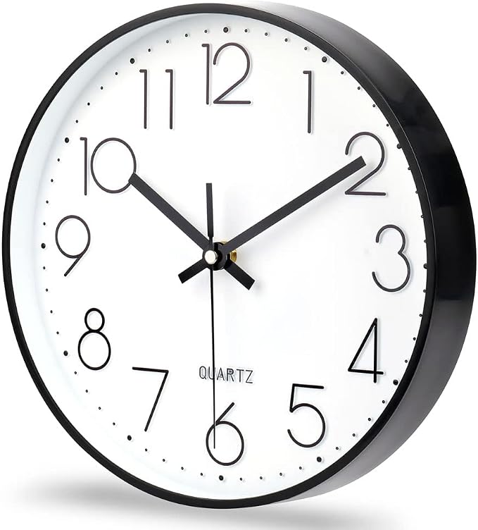 jomparis 10 Inch Black Wall Clock Battery Operated Silent & Non-Ticking Wall by JOMPARIS