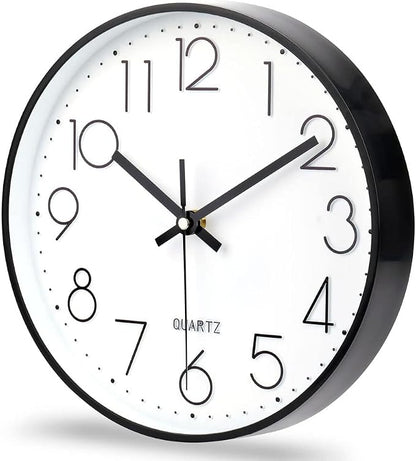 jomparis 10 Inch Black Wall Clock Battery Operated Silent & Non-Ticking Wall by JOMPARIS