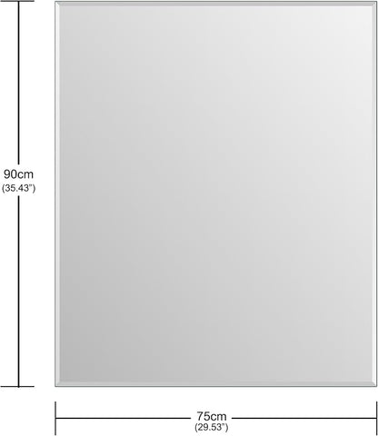 Frameless Bathroom Mirror for Wall, Rectangle Beveled Edge Mirror for Over Sink - Image 4