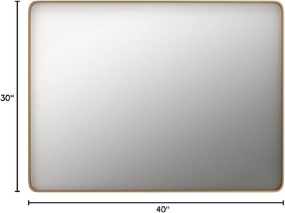 LOAAO 40”X30” Gold Bathroom Mirror, Rounded Rectangle Gold Frame Mirror - Image 9