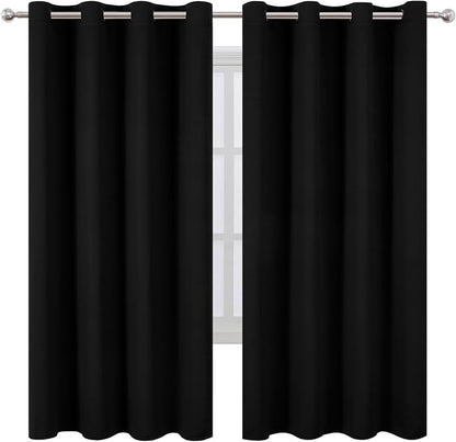 LEMOMO Blackout Curtains 66 x 72 Inch Long Black Curtains Set of 2 Panels Room - Image 2