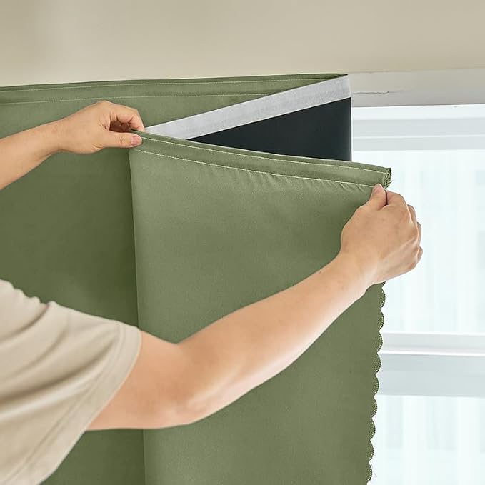 AJAZZ 100% Blackout Self Adhesive Curtains Small Window Short Temporary by AJAZZ