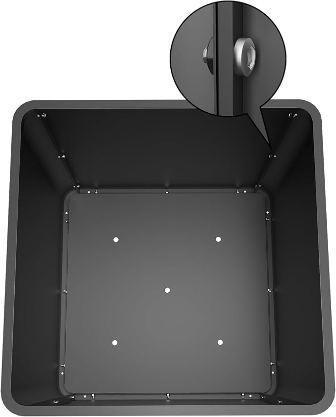 Large Metal Square Planter 20" L x 20" W x 20" H, Black Large Outdoor Planters with Drainage Hole for Porch/Patio/Garden