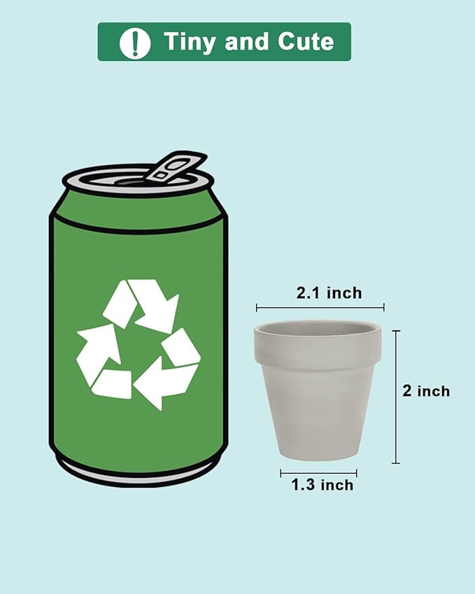 vensovo 48 Pcs 2" Tiny Terracotta & Terra Cotta Pots with Drainage - Grey Small Mini Clay Ceramic Pottery Planter Ideal for Indoor/Outdoor Plants, Crafts, Wedding Favors