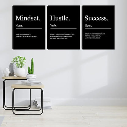 Large Motivational Office Wall Decor Mindset Canvas Wall Art Hustle Posters - Image 3