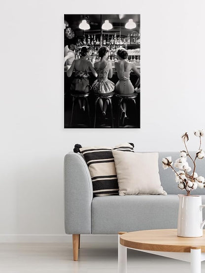 Vintage Black and White Posters Trendy Women Drink Cocktail Wall Art Funky - Image 5