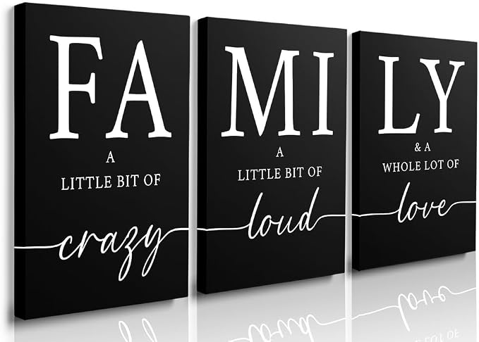 GUBIYU Black Home Wall Art for Living Room Family Sign Prints Canvas Painting by GUBIYU