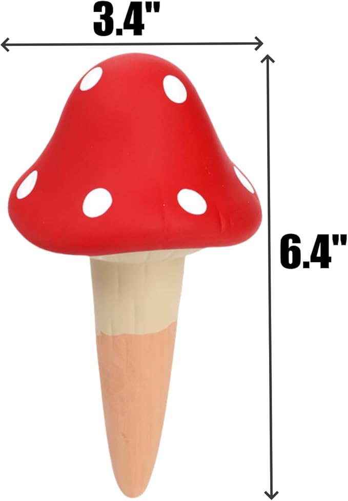 Peohud 8 Pack Self Watering Spikes Mushroom Shaped, Terracotta Plant Watering Globes, Cute Watering Device, Automatic Irrigation Spikes for Indoor Outdoor Potted Plants