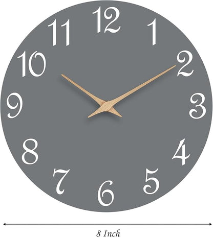 Mosewa Wall Clock Gray Battery Operated Silent Non Ticking Simple Modern Wood - Image 3
