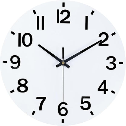 HZDHCLH Wall Clock 12 Inch Silent Non Ticking Wood Battery Operated White by HZDHCLH