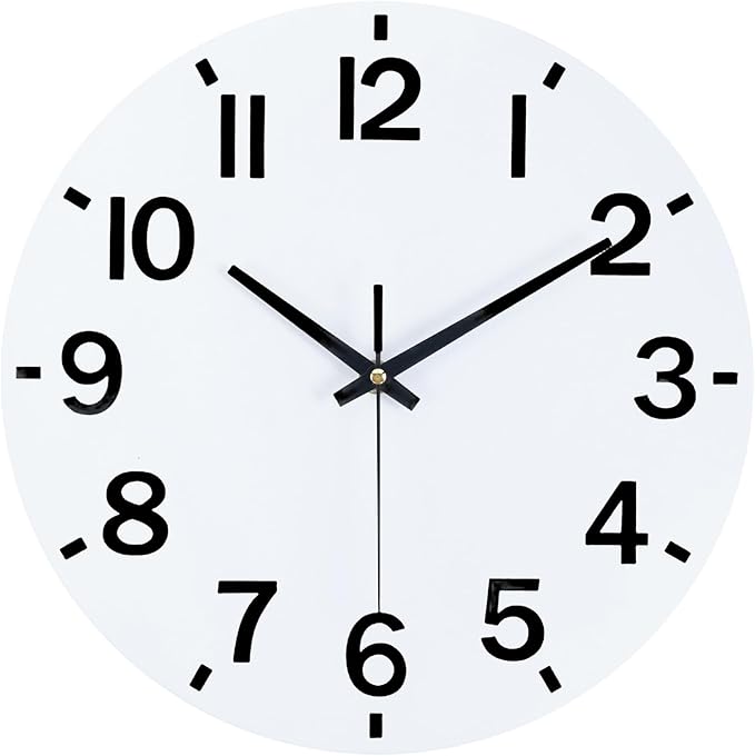 HZDHCLH Wall Clock 10 Inch Silent Non Ticking Wood Battery Operated White by HZDHCLH