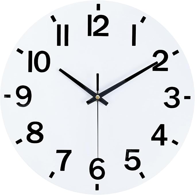HZDHCLH Wall Clock 12 Inch Silent Non Ticking Wood Battery Operated White - Image 6
