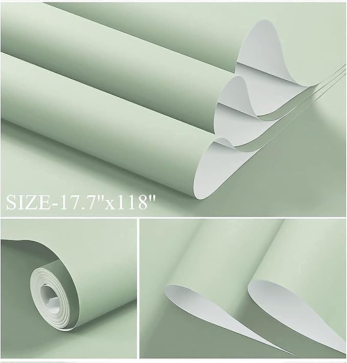 Dimoon 236''x17.7'' Green Peel and Stick Wallpaper Contact Paper Modern Self - Image 3