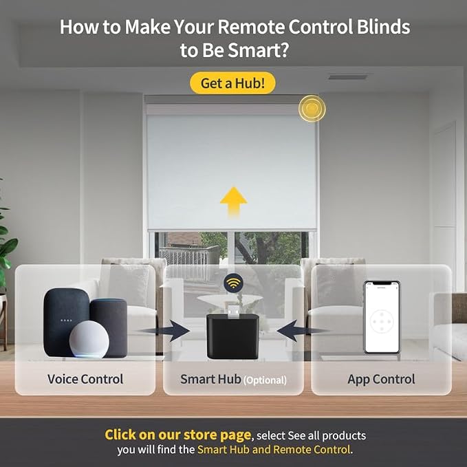 Motorized Blinds with Remote, Grasscloth Fabric Smart Blinds with Valance Cover - Image 5