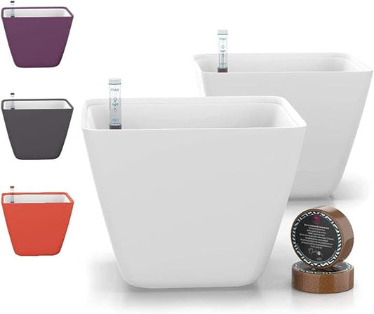 GARDENIX DECOR 5" Self Watering pots for Indoor Plants - Flower Pot with Water Level Indicator for Plants, Grow Tracking Tool - Self Watering Planter Plant Pot – 2 Pack White