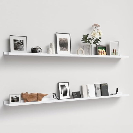 Boswillon 70.9 Inches Long Floating Shelves, 2 Set White Wall Shelf by Boswillon