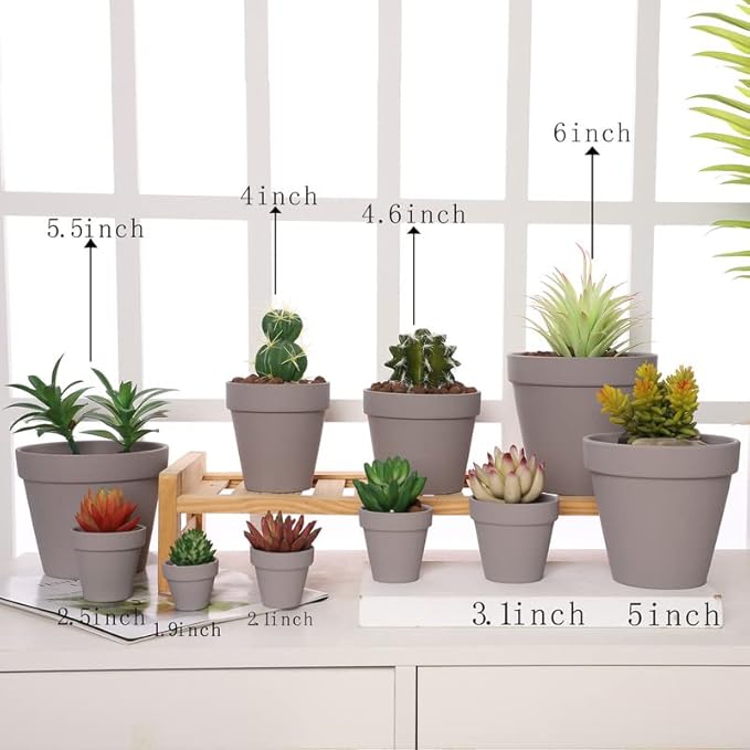 Yishang 36 pcs Small Mini Grey Clay Pots, 2.5'' Terracotta Pot Clay Ceramic Pottery Planter,Cactus Flower Terra Cotta Pots,Succulents Nursery Pots,with Drainage Hole,Great for Crafts,Wedding Favor