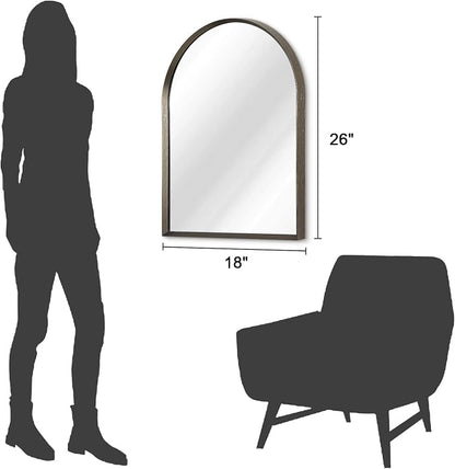 Arched Wall Mirror Bathroom Mirror Brushed Metal Vanity Wall Mounted Mirror - Image 7