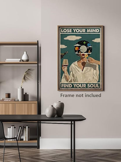 Vintage Lose Your Mind Find Your Soul Poster Mental Health Inspirational Quote - Image 5