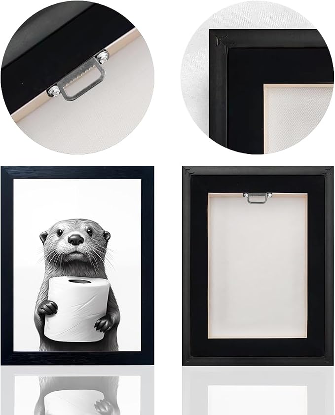 Funny Bathroom Wall Decor Framed Black and White Bathroom Wall Art Toilet Paper - Image 4