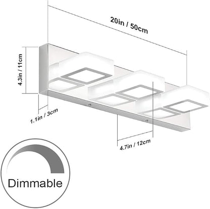 Ralbay Dimmable LED Vanity Light Modern 3 Light Acrylic Stainless Steel - Image 3