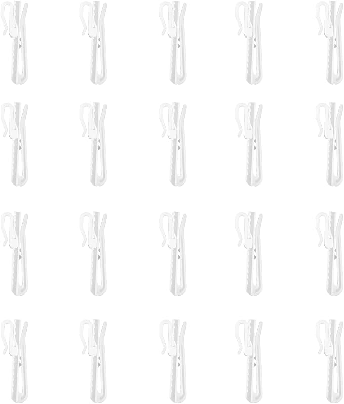 20 PCS Plastic Curtain Hooks Adjustable Pinch Pleat Curtain Clips Room Divider by CBSROROHome