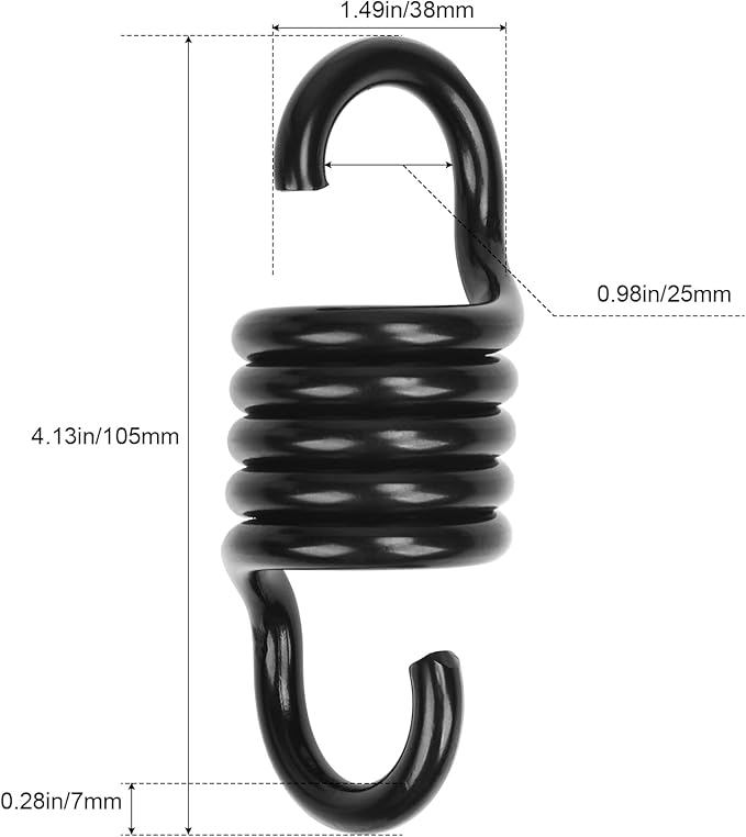 Hammock Spring Swing Hammoch Springs for Hanging Porch Chair 550lbs Weight Capacity,Black