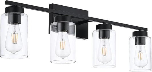 4 Light Bathroom Vanity Light Fixtures, Matte Black Modern Wall Lights - Image 2
