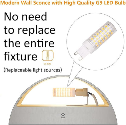 Aipsun 4 Pack Nickel Modern LED Wall Sconce Hardwired Indoor Wall Lights Up and - Image 3