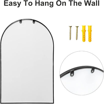 Dewfig Arch Wall Mirror Mounted Decorative, Arched Window Pane Mirror - Image 6